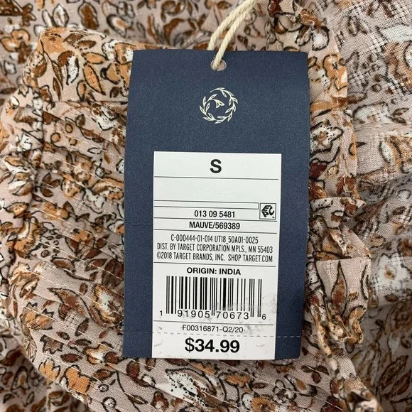 Universal Thread Midi Dress Size S Floral Ruffle Crew Neck Balloon Long Sleeve - Picture 7 of 8